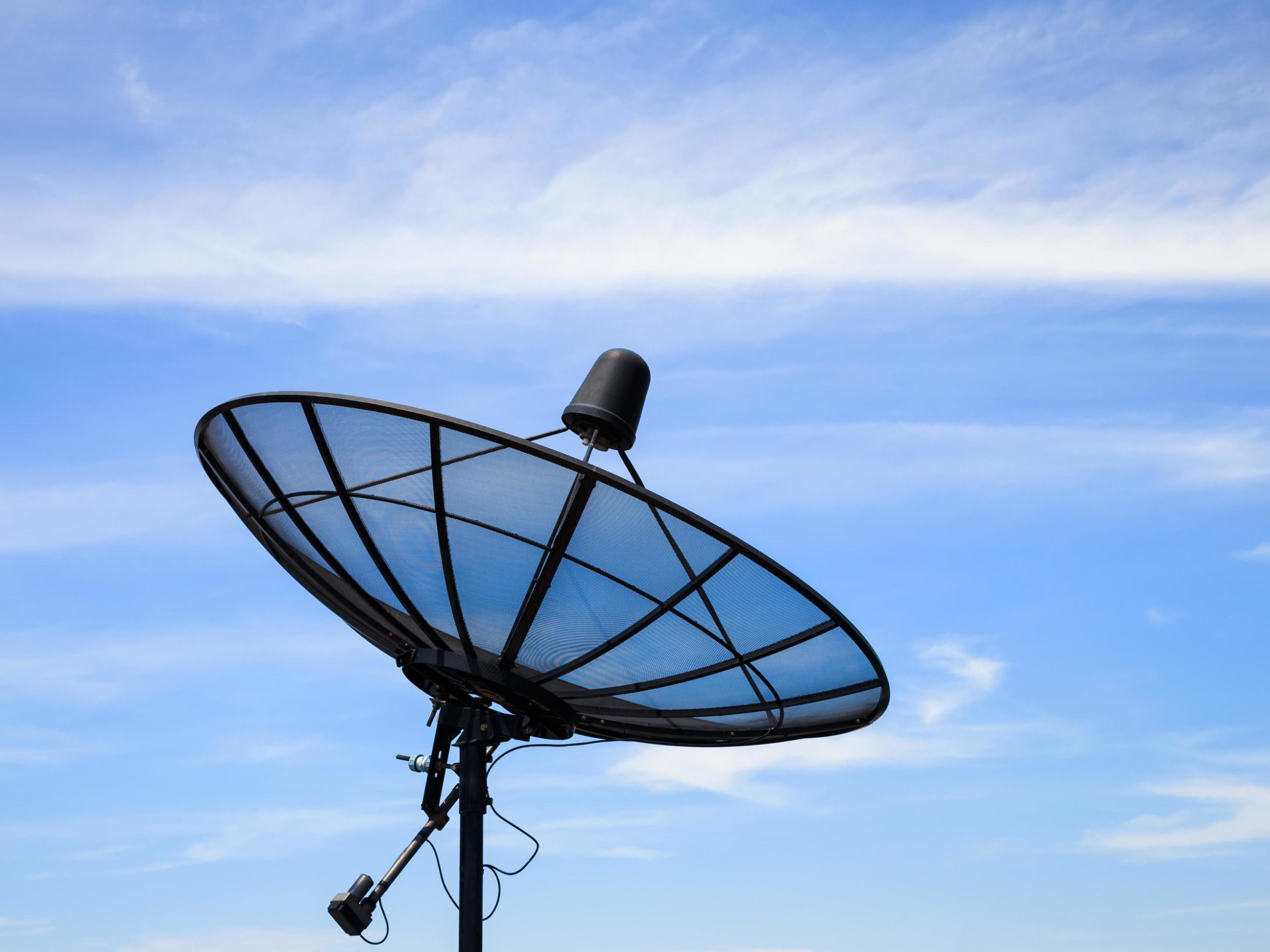 Home Satellite Dish Receiver With Blue Sky Free Photo